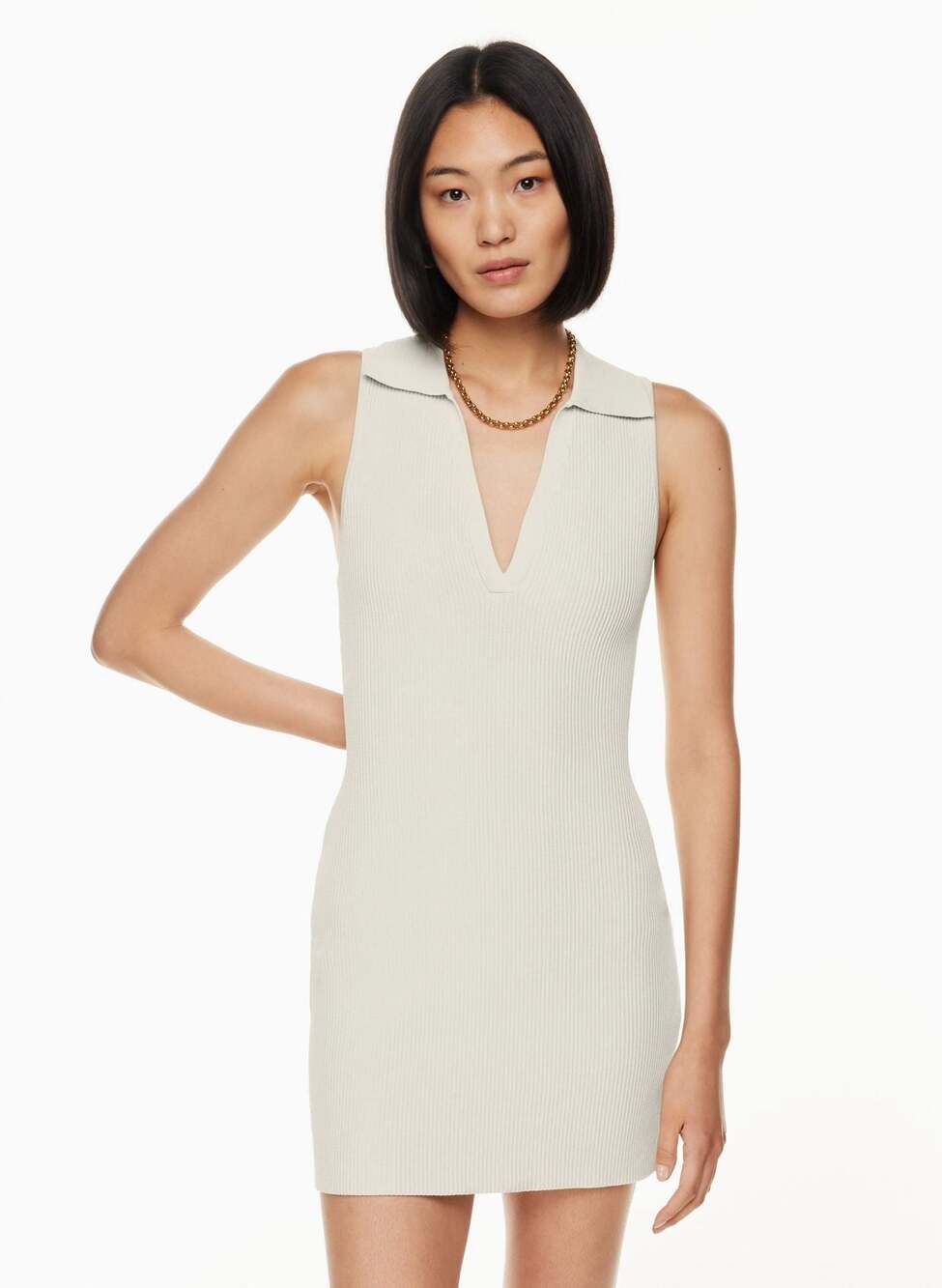 Babaton Sculpt Knit Sleeveless Polo Mini Dress Size S